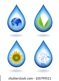 Water droplets with different contents.