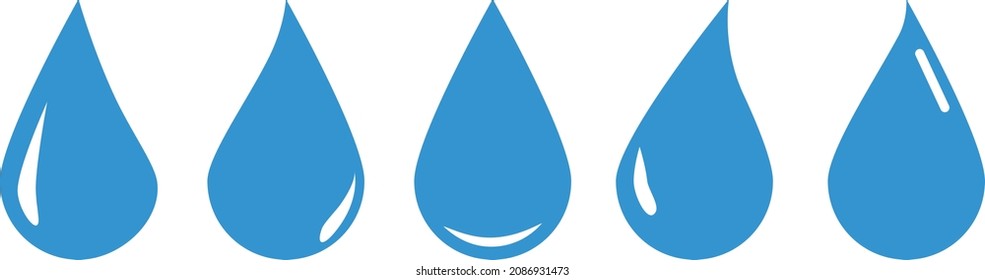 Water droplets with different shaped water droplets and glossy water droplets. vector.