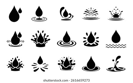 water droplets, drop,dribble, splash and wave, water icon vector.