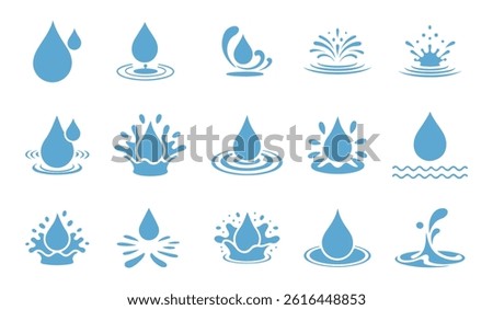 water droplets, drop,dribble, splash and wave, water icon vector.