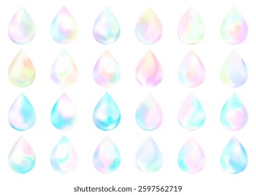 Water droplets, drops, raindrops, rain, mark, one point, watercolor