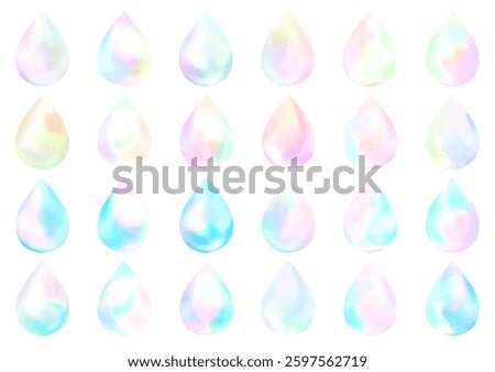 Water droplets, drops, raindrops, rain, mark, one point, watercolor