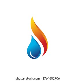 water droplets and fire logo