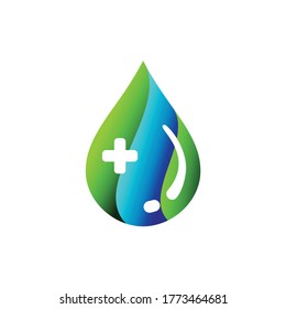 water droplets with health symbols