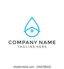 Water Droplets With House - Logo Design