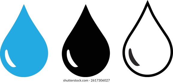 Water Droplets Icon Pack , Rain Droplets Vector Set – Water Droplet Icons for Weather