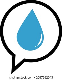 Water droplets icon in speech bubble. Vector expressing tension.