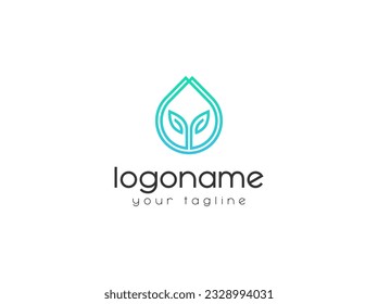 water droplets with leaves logo design icon illustration