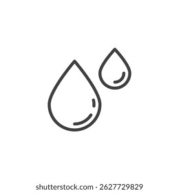 Water droplets line icon. linear style sign for mobile concept and web design. Two drops outline vector icon. Irrigation symbol, logo illustration. Vector graphics