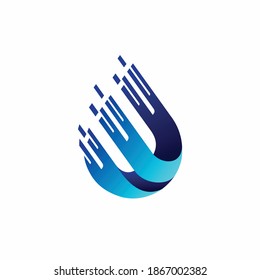 water droplets logo with letter W concept