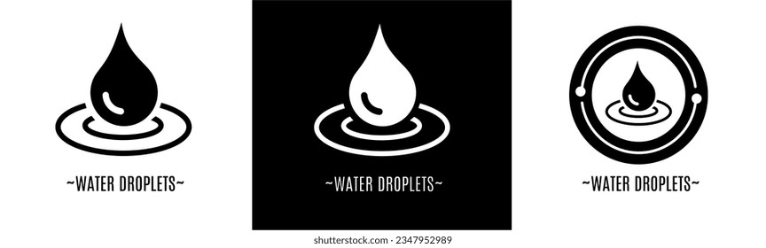 Conjunto de logotipos de las gotas de agua. Colección de logotipos en blanco y negro. Vector de material.