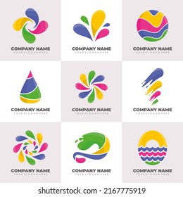 Water droplets modern logo collection with circle curve