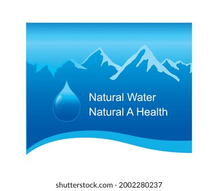 Water Droplets And Mountain View Design Vector Illustration. Banner For Mineral Water Or Company Brand.