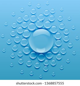 water droplets on blue background