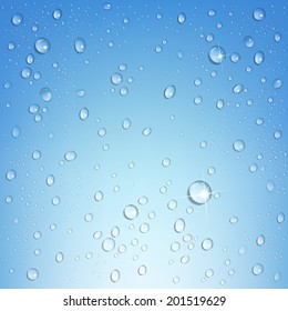 water droplets on a blue background