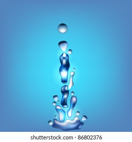 Water droplets on a blue background.
