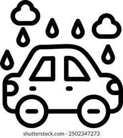 Water droplets on a car Outline Vector Icon Design