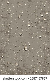 Water droplets on metal background. Transparent realistic water droplets in vector format, can be used with any background.