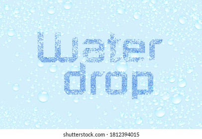 Water droplets on the water surface bright light blue
