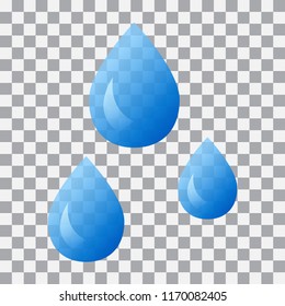 Water droplets on transparent background. Vector illustration