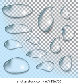 Water droplets on a transparent background. Vector illustration. Eps 10.