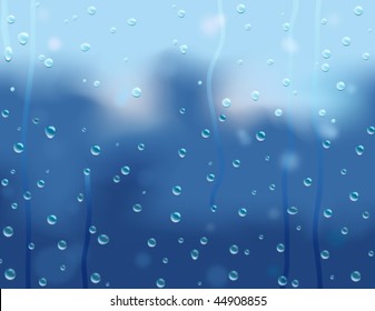 Water Droplets on Window Abstract Vector Background