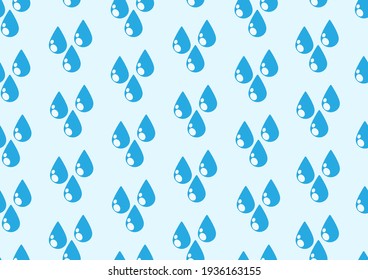 Water droplets or raining wall paper and gift wrap in flat style and seamless isolate on light blue background.