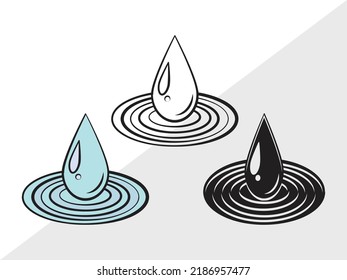 Water Droplets SVG Printable Vector Illustration