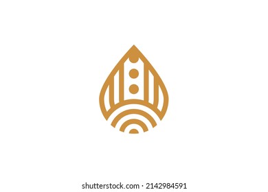water droplets Symbol Monoline Logo