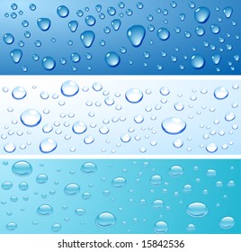 Water droplets wet surfaces. Vector illustration.