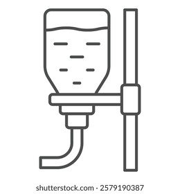 Water dropper thin line icon, human rescue concept. Vector graphics. Drip pack with medical liquid sign on white background, outline style icon for mobile or web design