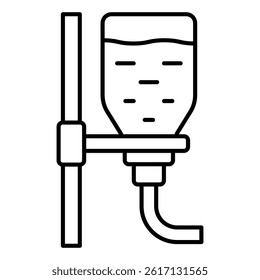 Water dropper thin line icon, human rescue concept. Vector graphics. Drip pack with medical liquid sign on white background, linear style for mobile or design