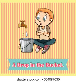 Water dropping in bucket illustration