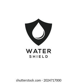 Abandono de agua con diseño de logotipo de escudo vector en color blanco y negro simple minimalista moderno para empresa o industria