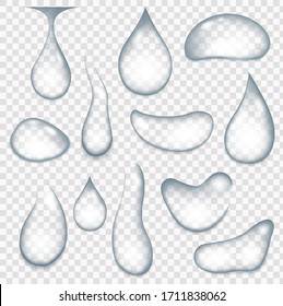 Water drops. Aqua fresh liquid transparent splashes clean realistic drops of water vector template. Realistic water drops, drops after the rain. 