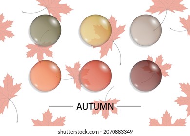Water drops in autumn tones with maple leaf background.
