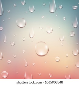 Water drops background. Fresh aqua or healthy clean natural concept with water transparent drops.