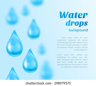 Water drops background with place for text. Vector illustration