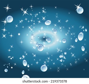 Water drops background with star
