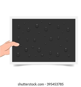 water drops below the blank photos. Vector illustration.