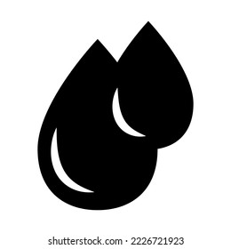 Water drops. Black flat icon of raindrops isolated on white background. Vector clipart.