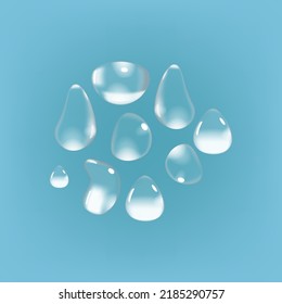 El agua cae en el vector de fondo azul
