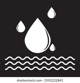 Water Drops Blue drops, raindrops, splash, sea waves, pouring water, icons and design elements. Flat droplet logo shapes collection.