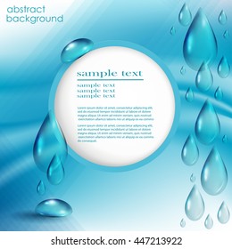 Water drops blue, vector background.