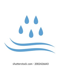 Water drops and blue wave icons isolated on white background vector illustration. Flat design.