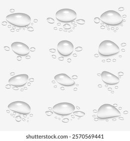 Water Drops Border: Realistic Shower or Rain Droplets Isolated on Transparent Background. Clear Vapor Bubbles and Condensed Texture for Bathroom and Window Glass Designs