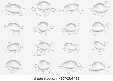 Water Drops Border: Realistic Shower or Rain Droplets Isolated on Transparent Background. Clear Vapor Bubbles and Condensed Texture for Bathroom and Window Glass Designs