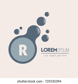 Water Drops Bubble Letter R Logo
