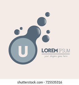 Water Drops Bubble Letter U Logo
