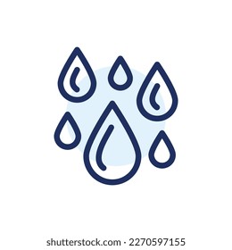 Water drops color line icon.  Liquid flow. Natural resource